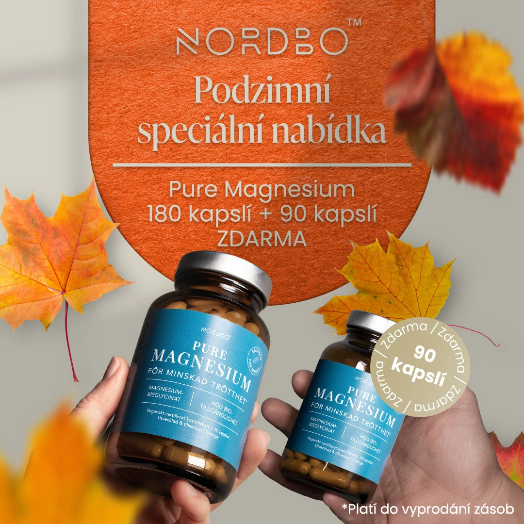 Podzimní akce Nordbo – k Pure Magnesium 90 kapslí od nás dostane druhé balení zdarma. Platí do vyprodání zásob.